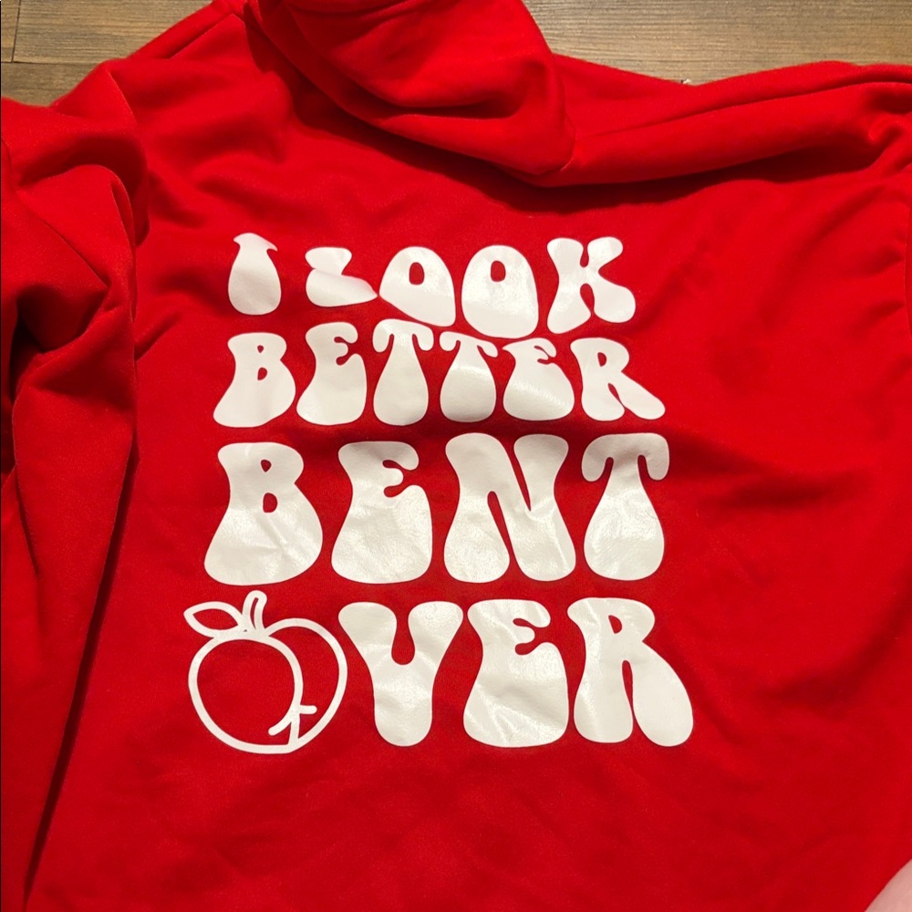Red Graphic Hoodie with White Retro Slogan